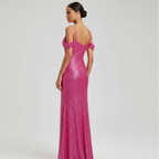 Off-Shoulder Sequined Maxi Dress for Formal Evening Events