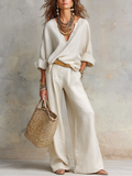 Off White Natural Linen Co-Ord Set Women UK – Relaxed Holiday Outfit, Summer Brunch