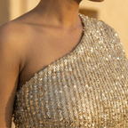 One-Shoulder Black Sequined Evening Dress for Women - Formal Event Gown