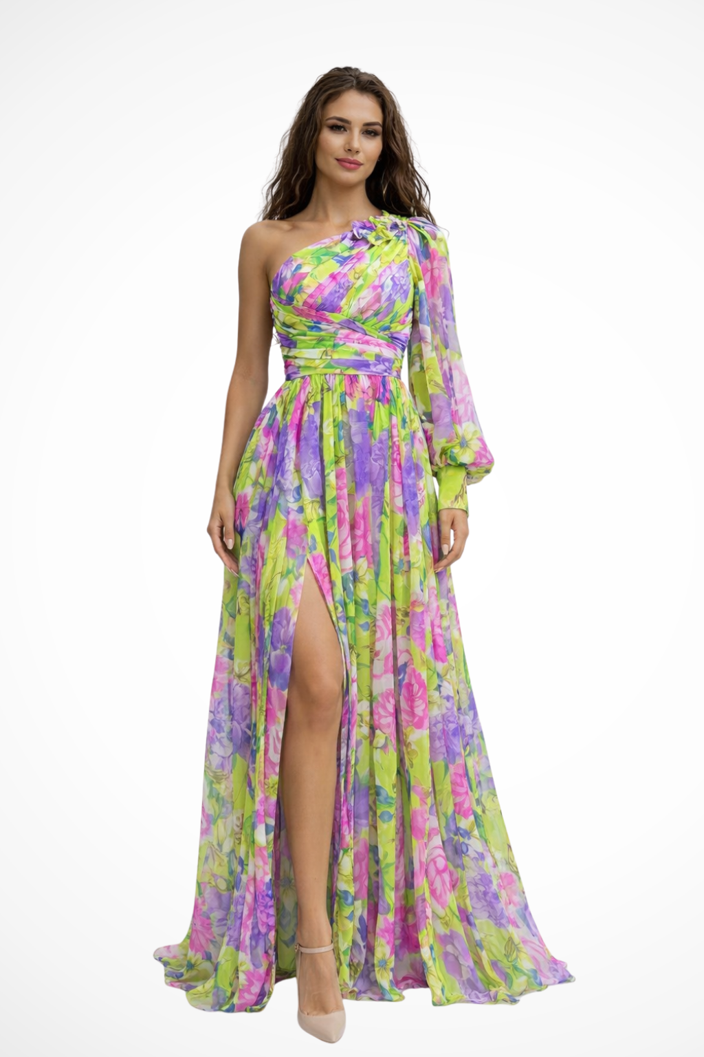 One Shoulder Flowy Maxi Dress | Women's Wedding Guest Dress | Elegant Event Wear