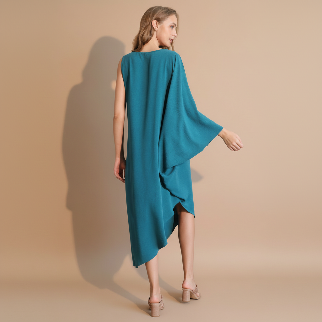One-Sleeve Matte Crepe Dress for Women - Elegant Evening Cocktail Dress for Special Occasions