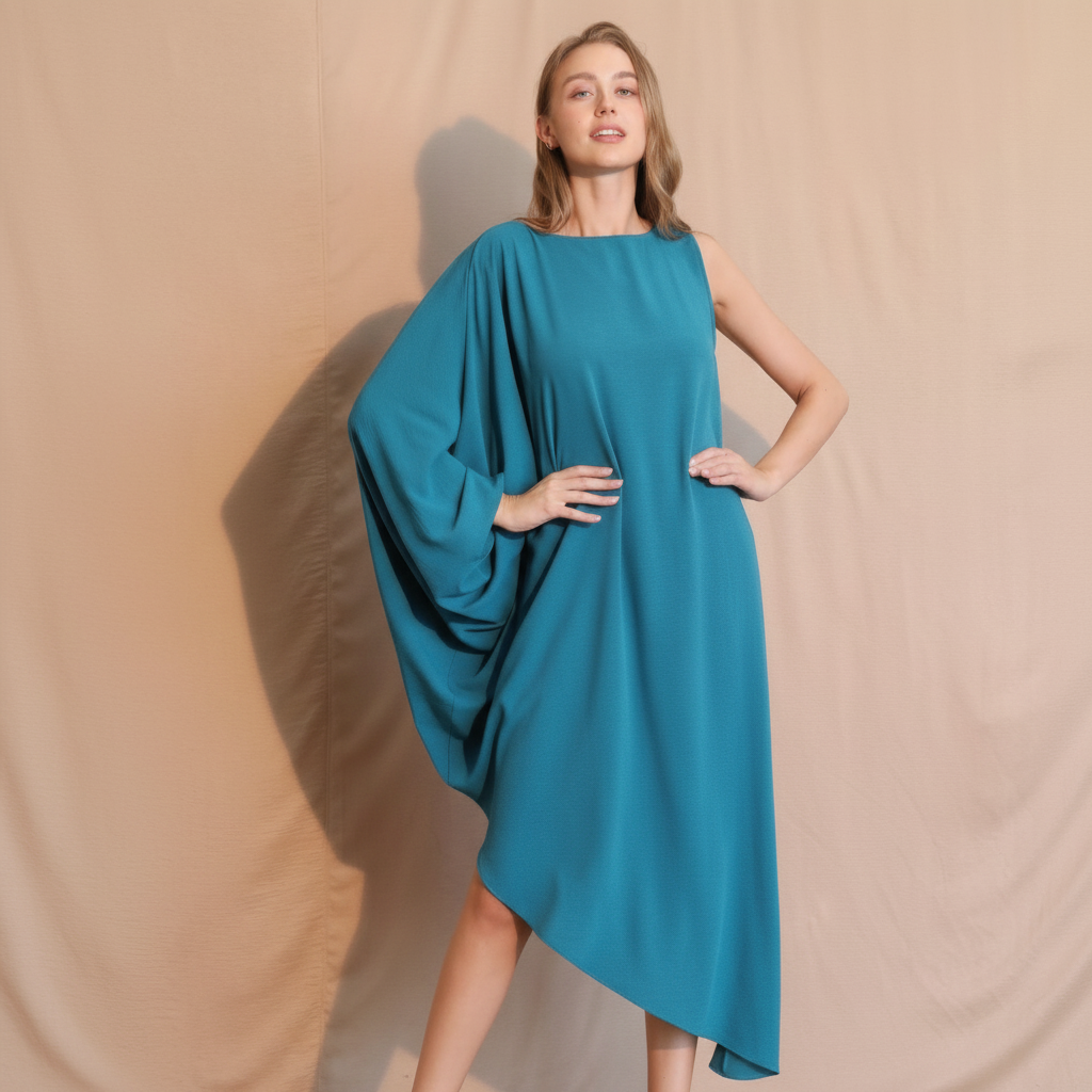 One-Sleeve Matte Crepe Dress for Women - Elegant Evening Cocktail Dress for Special Occasions