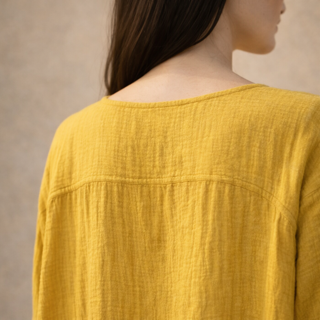 Oversized Maxi Dress in Cotton Linen with Long Sleeves for Casual Wear