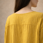 Oversized Maxi Dress in Cotton Linen with Long Sleeves for Casual Wear