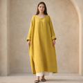 Oversized Maxi Dress in Cotton Linen with Long Sleeves for Casual Wear