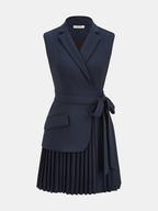 Pleated Blazer Dress in Soft Fabric - Elegant Office Wear for Women