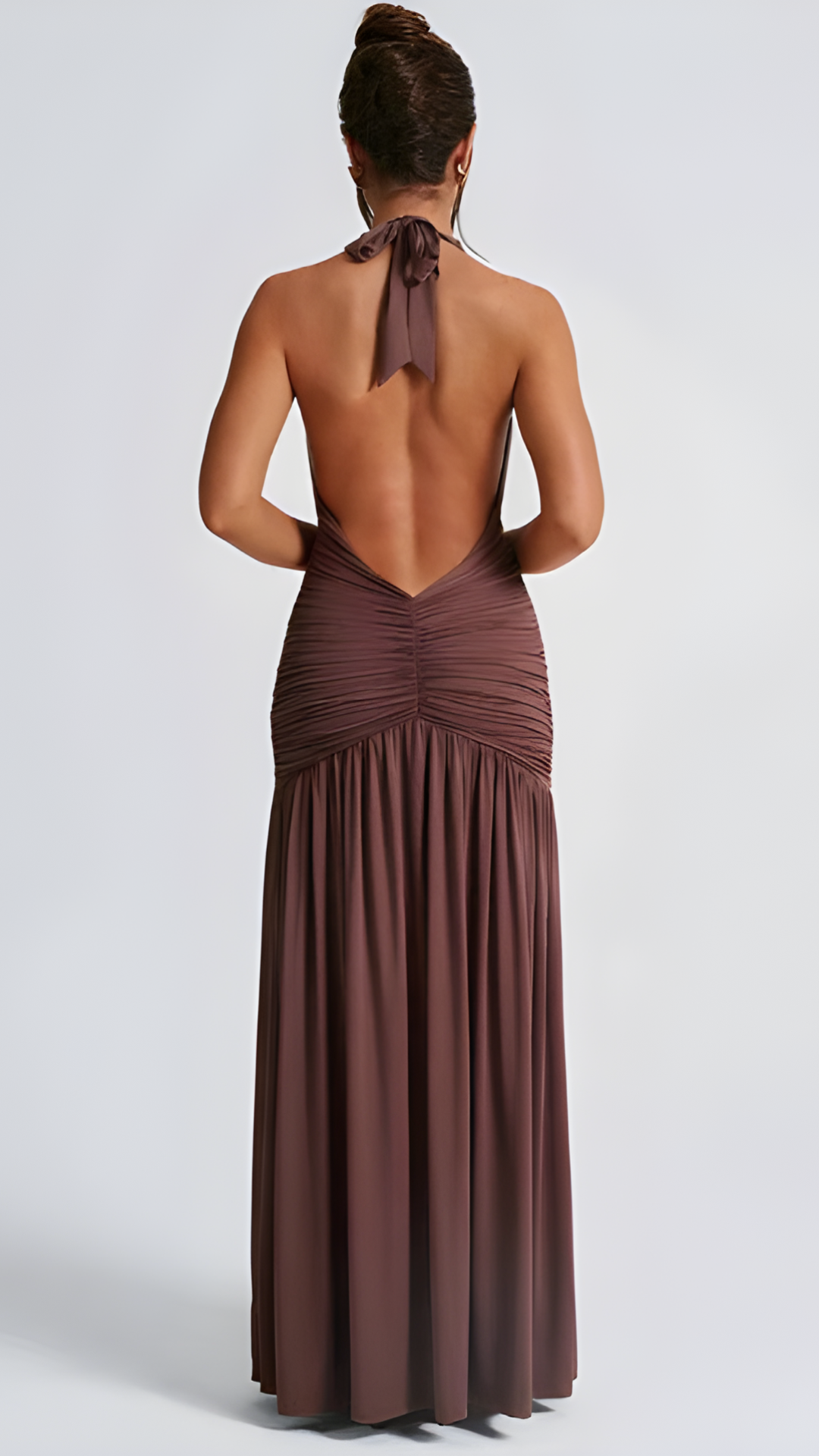 Plunge Maxi Dress in Velour Fabric for Evening Wear and Special Occasions