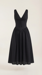 Plunge Midi Dress - Lightweight Fabric - Elegant Party Wear for Women - Perfect for Special Occasions
