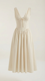 Plunge Midi Dress - Lightweight Fabric - Elegant Party Wear for Women - Perfect for Special Occasions