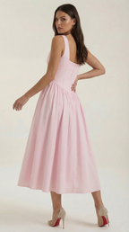 Plunge Midi Dress - Lightweight Fabric - Elegant Party Wear for Women - Perfect for Special Occasions