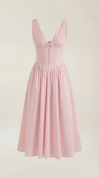 Plunge Midi Dress - Lightweight Fabric - Elegant Party Wear for Women - Perfect for Special Occasions