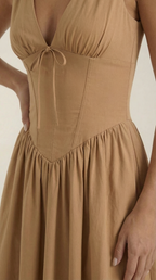 Plunge Midi Dress - Lightweight Fabric - Elegant Party Wear for Women - Perfect for Special Occasions