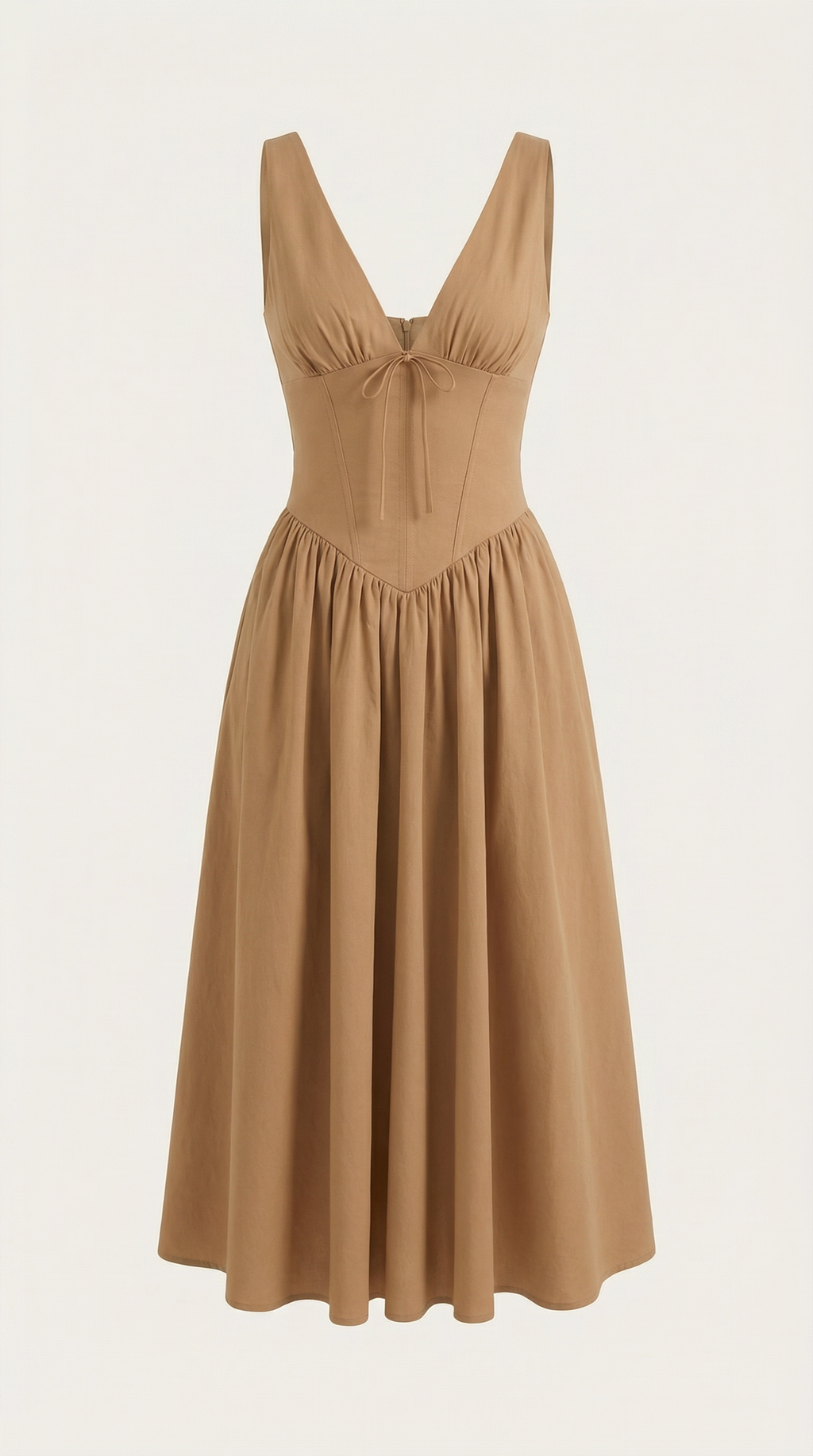Plunge Midi Dress - Lightweight Fabric - Elegant Party Wear for Women - Perfect for Special Occasions