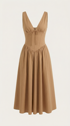 Plunge Midi Dress - Lightweight Fabric - Elegant Party Wear for Women - Perfect for Special Occasions