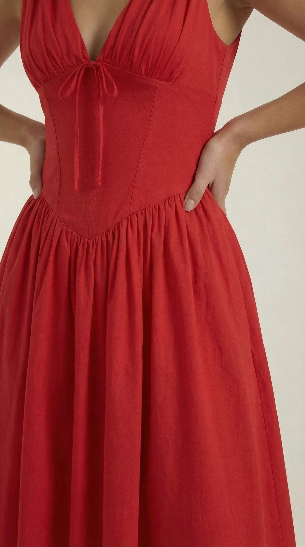 Plunge Midi Dress - Lightweight Fabric - Elegant Party Wear for Women - Perfect for Special Occasions