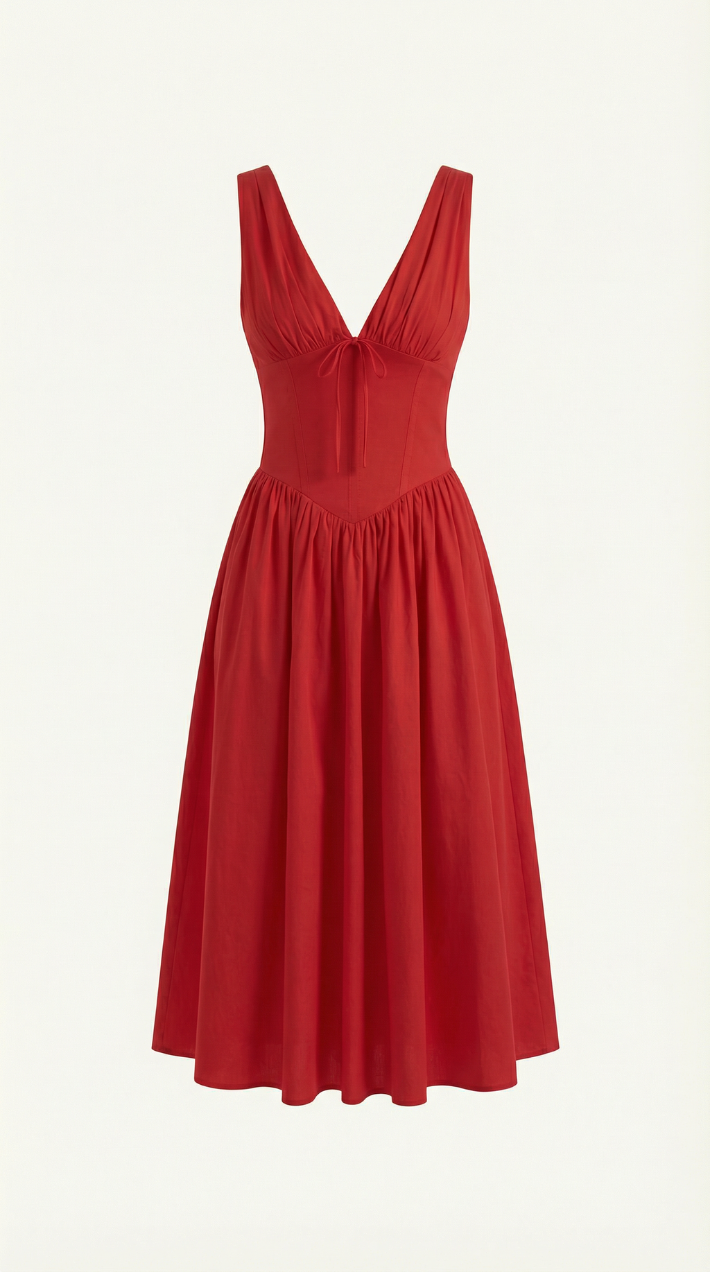 Plunge Midi Dress - Lightweight Fabric - Elegant Party Wear for Women - Perfect for Special Occasions