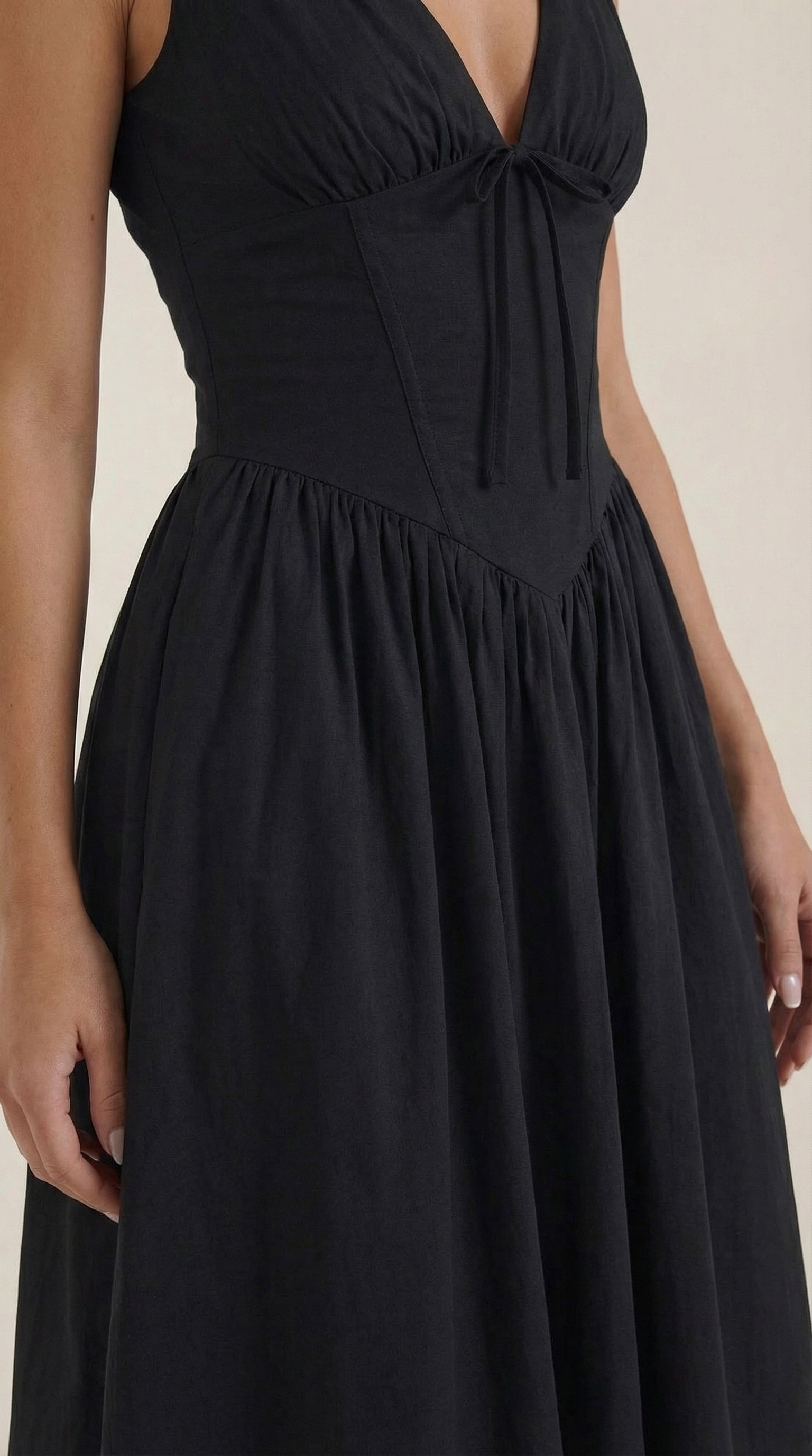 Plunge Midi Dress - Lightweight Fabric - Elegant Party Wear for Women - Perfect for Special Occasions