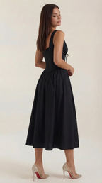 Plunge Midi Dress - Lightweight Fabric - Elegant Party Wear for Women - Perfect for Special Occasions