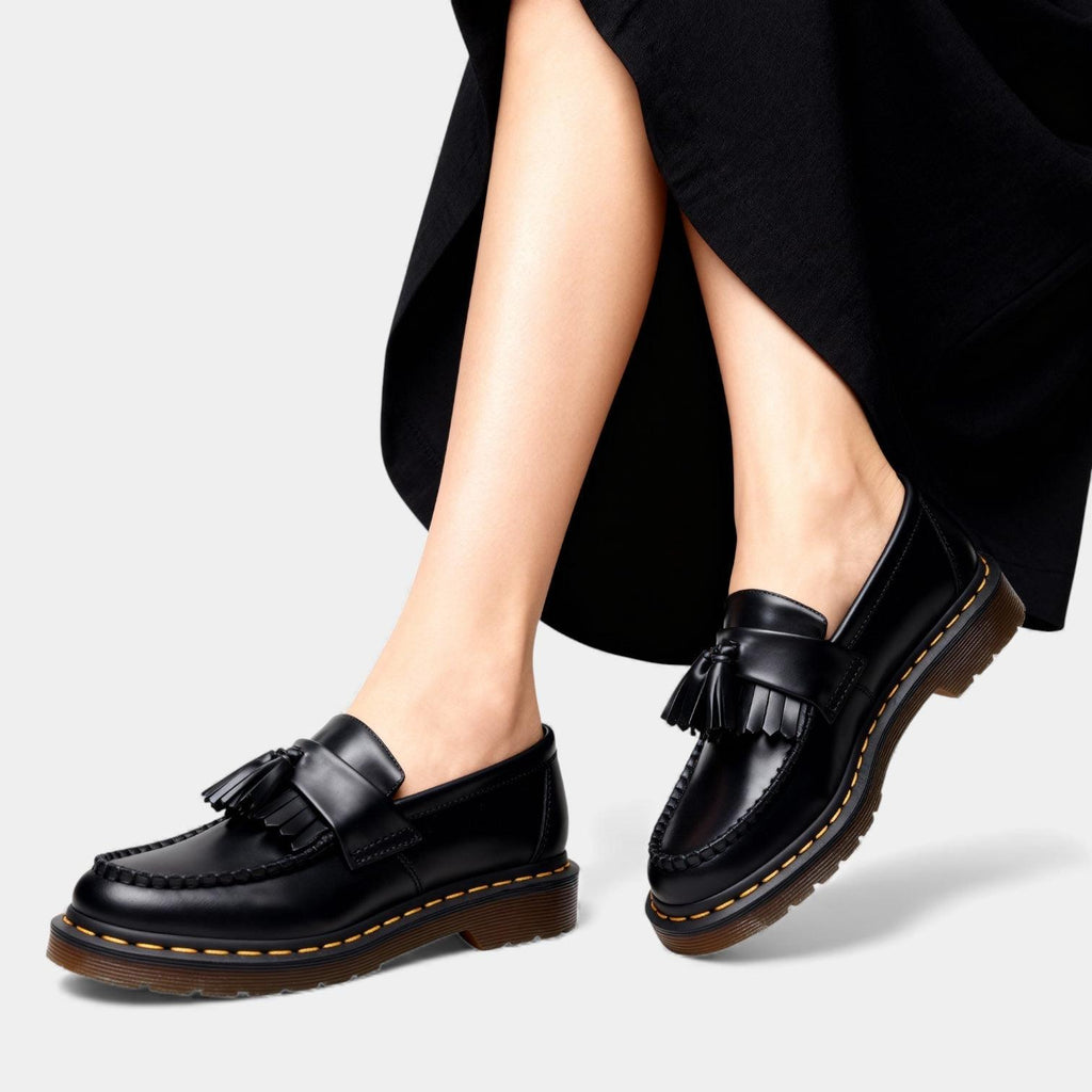 Polished Leather Tassel Loafers for Women - Stylish Slip-On Shoes for Casual and Formal Wear