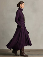 Purple Cotton Stretch Turtleneck Maxi Dress Women UK – Bohemian Evening Gown, Wedding Guest & Garden Party