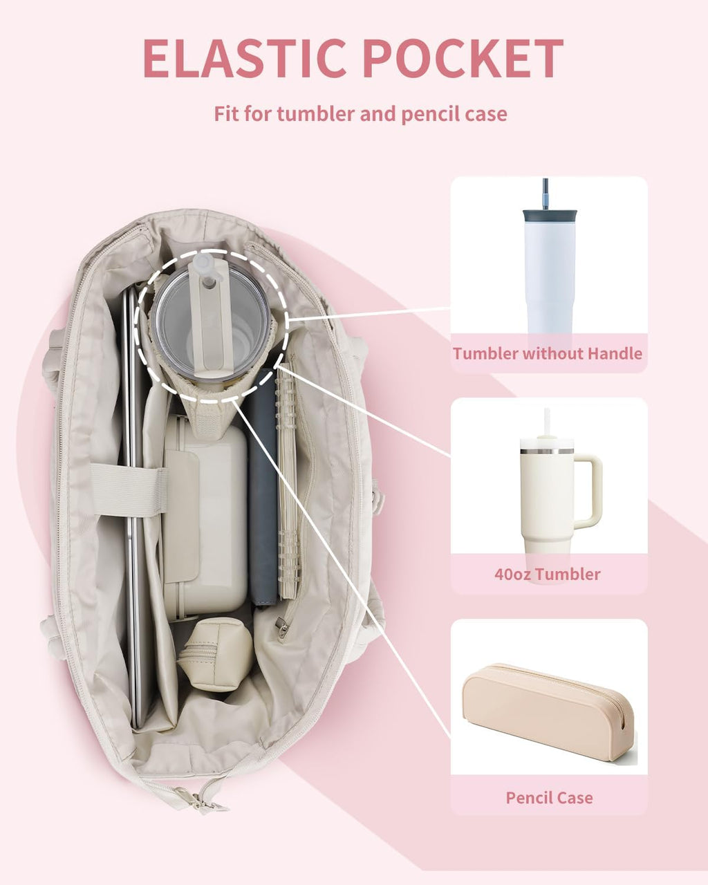 Quilted Puffer Tote with Laptop Sleeve & Cup Holder – Travel, Work