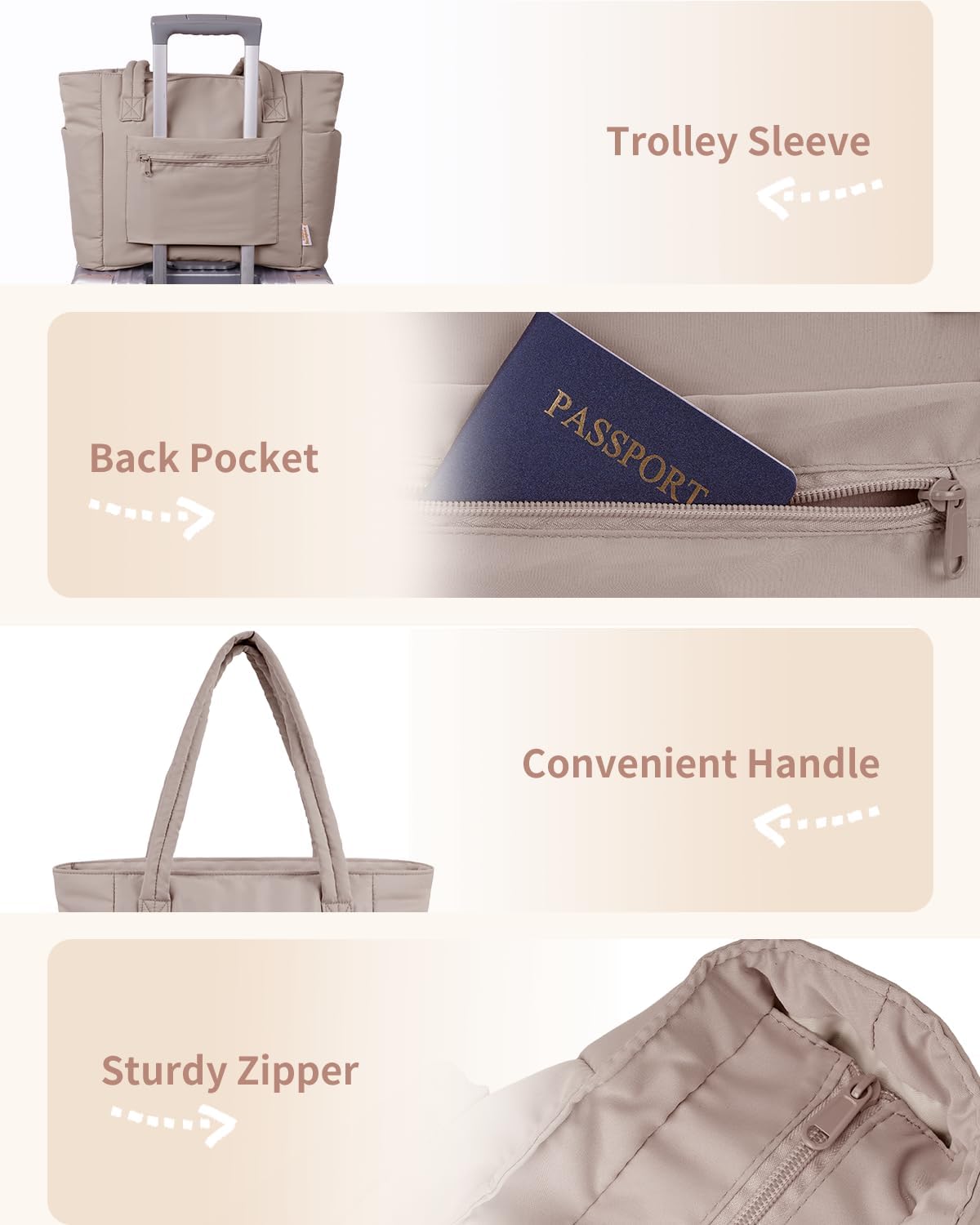 Quilted Puffer Tote with Laptop Sleeve & Cup Holder – Travel, Work