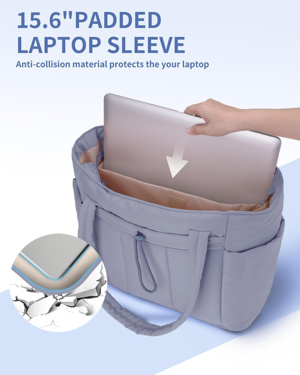 Quilted Puffer Tote with Laptop Sleeve & Cup Holder – Travel, Work