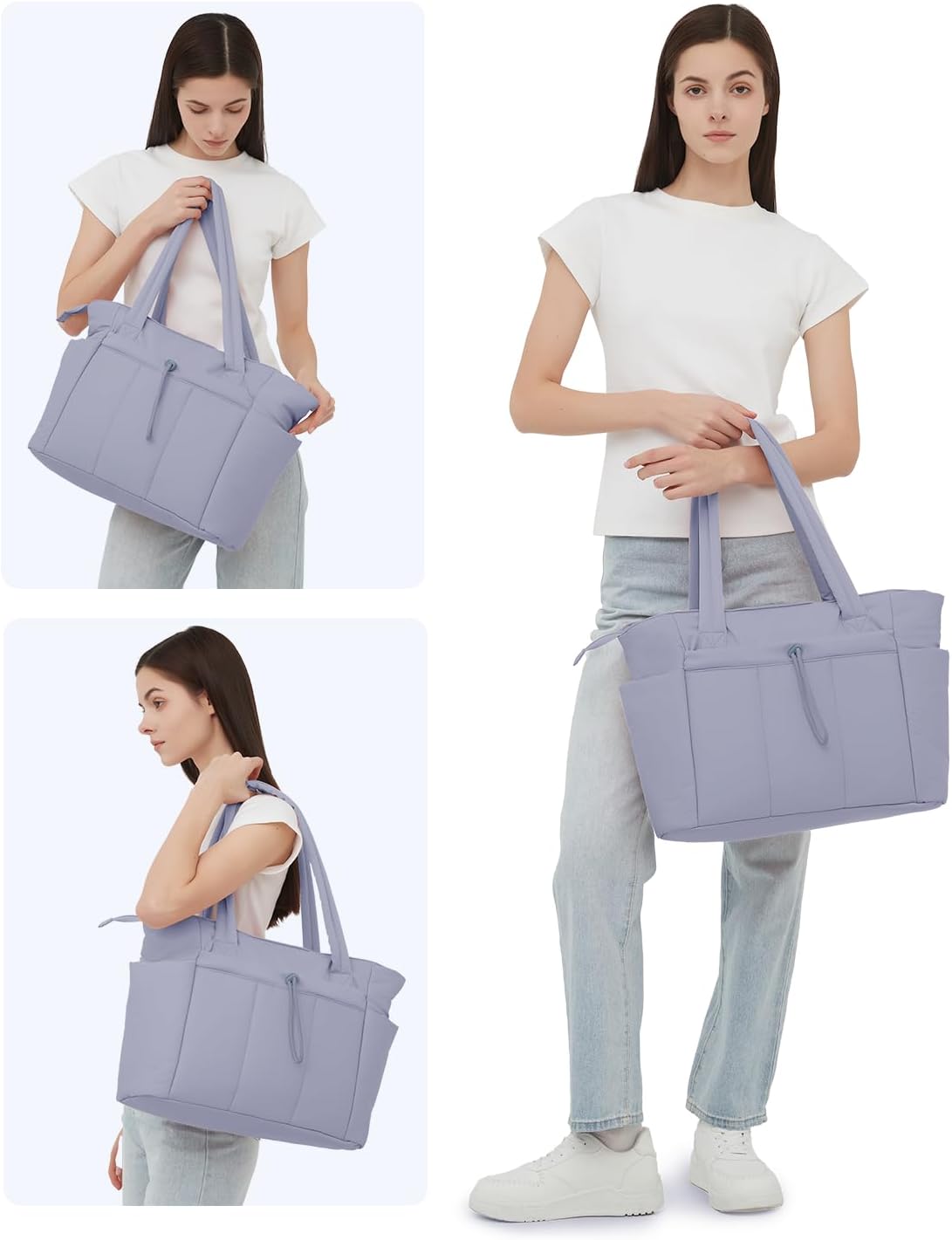 Quilted Puffer Tote with Laptop Sleeve & Cup Holder – Travel, Work