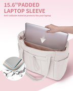 Quilted Puffer Tote with Laptop Sleeve & Cup Holder – Travel, Work