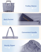 Quilted Puffer Tote with Laptop Sleeve & Cup Holder – Travel, Work