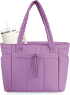 Quilted Puffer Tote with Laptop Sleeve & Cup Holder – Travel, Work
