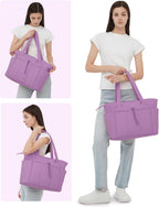 Quilted Puffer Tote with Laptop Sleeve & Cup Holder – Travel, Work