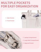 Quilted Puffer Tote with Laptop Sleeve & Cup Holder – Travel, Work