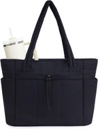 Quilted Puffer Tote with Laptop Sleeve & Cup Holder – Travel, Work
