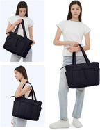 Quilted Puffer Tote with Laptop Sleeve & Cup Holder – Travel, Work