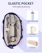 Quilted Puffer Tote with Laptop Sleeve & Cup Holder – Travel, Work