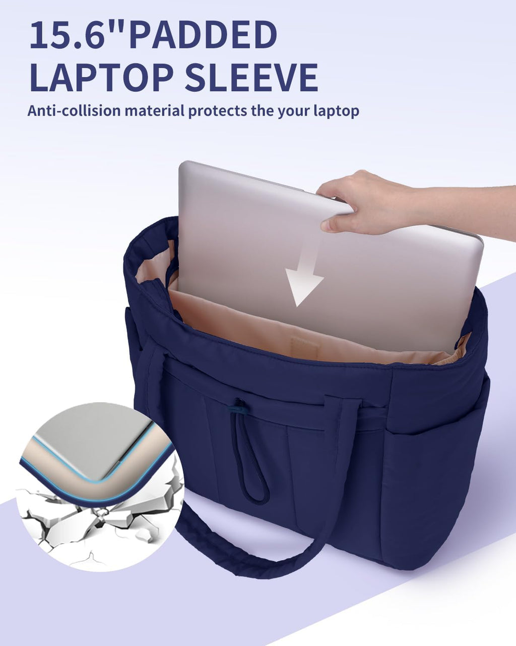 Quilted Puffer Tote with Laptop Sleeve & Cup Holder – Travel, Work