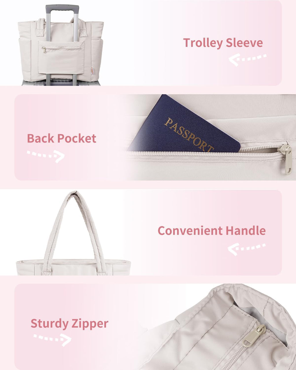 Quilted Puffer Tote with Laptop Sleeve & Cup Holder – Travel, Work