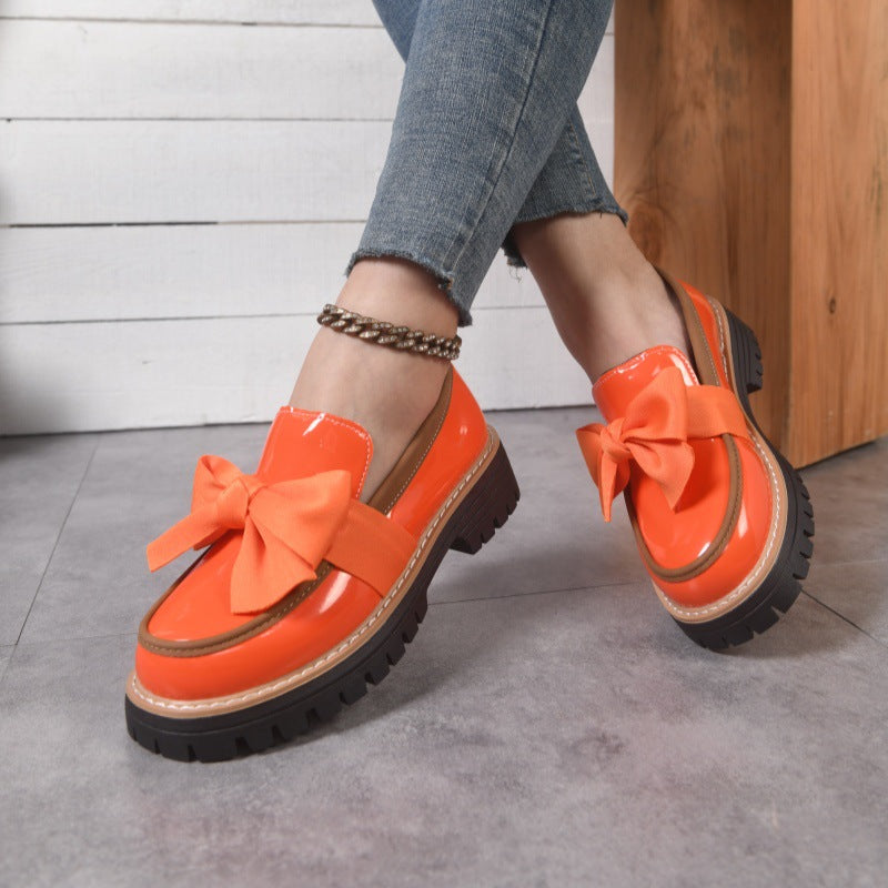 Retro Bowknot Thick-Soled Women's Shoes - Stylish and Comfortable Footwear for Casual Outings