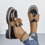 Retro Bowknot Thick-Soled Women's Shoes - Stylish and Comfortable Footwear for Casual Outings