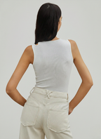 Ribbed Cutout Tank Top for Women - Soft Cotton Blend, Casual Sleeveless Design, Perfect for Everyday Wear or Layering