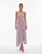 Ruffle Maxi Dress in Lightweight Fabric - Elegant Summer Dress for Casual or Formal Occasions