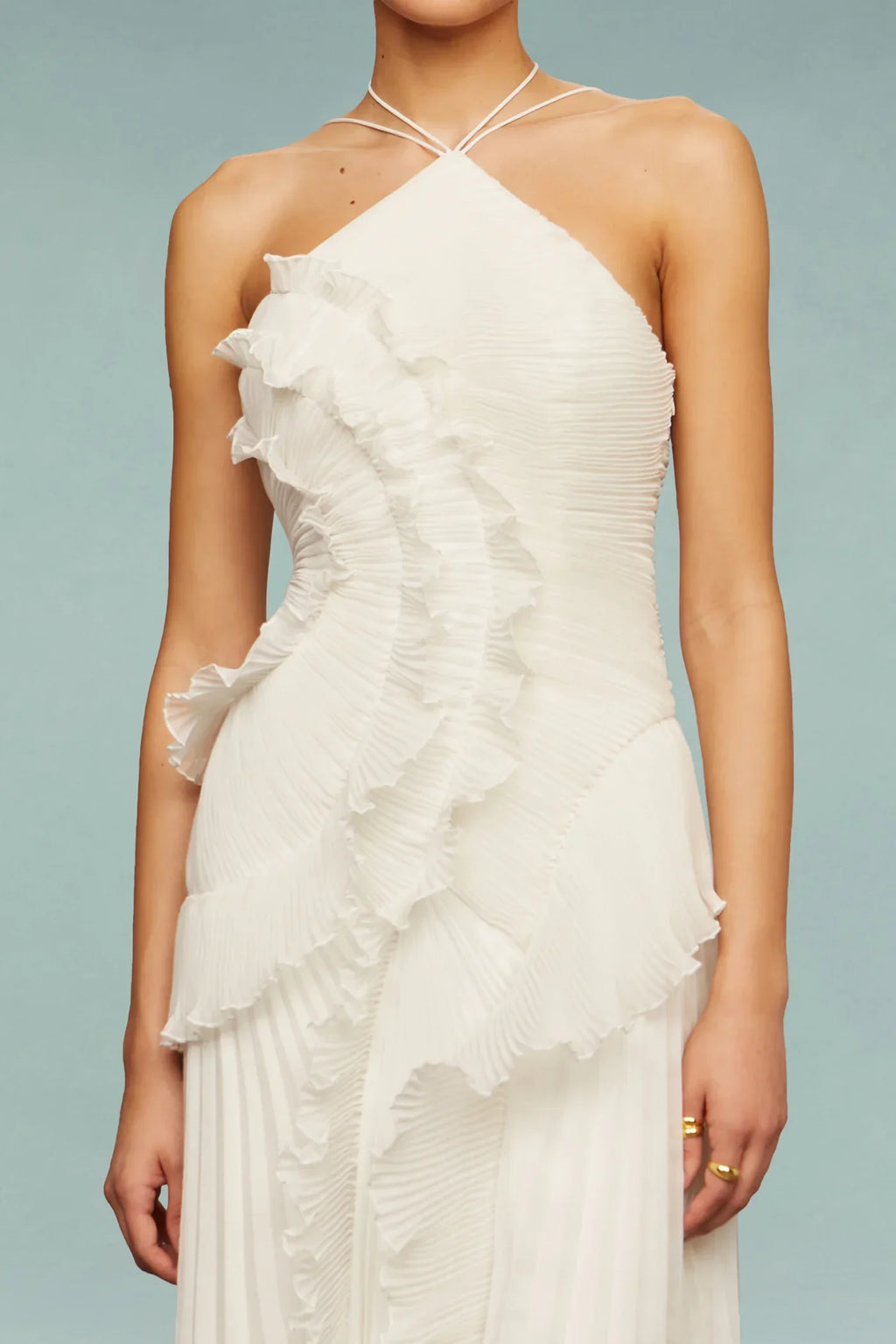 Ruffle Maxi Dress in Lightweight Fabric - Elegant Summer Dress for Casual or Formal Occasions