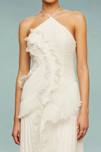 Ruffle Maxi Dress in Lightweight Fabric - Elegant Summer Dress for Casual or Formal Occasions