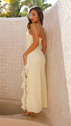 Ruffle Trim Maxi Dress for Wedding Guests - Elegant Evening Attire