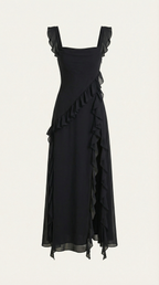 Ruffled Maxi Dress for Women - Lightweight Fabric, Elegant Design, Perfect for Summer Events and Casual Outings