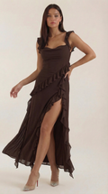 Ruffled Maxi Dress for Women - Lightweight Fabric, Elegant Design, Perfect for Summer Events and Casual Outings