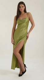 Satin Maxi Slip Dress for Women - Elegant Evening Wear in Rhiannon Style