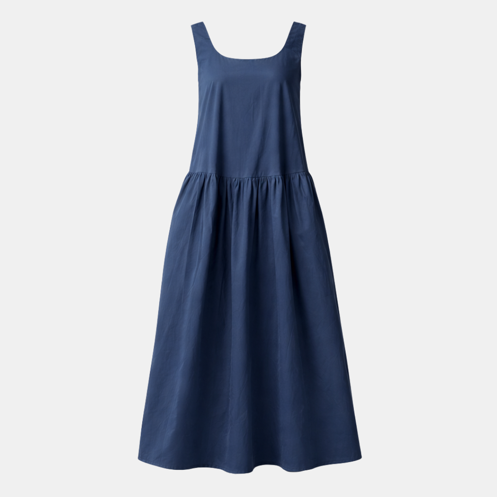Sleeveless A-Line Maxi Dress for Women - Round Neck, Casual Summer Wear