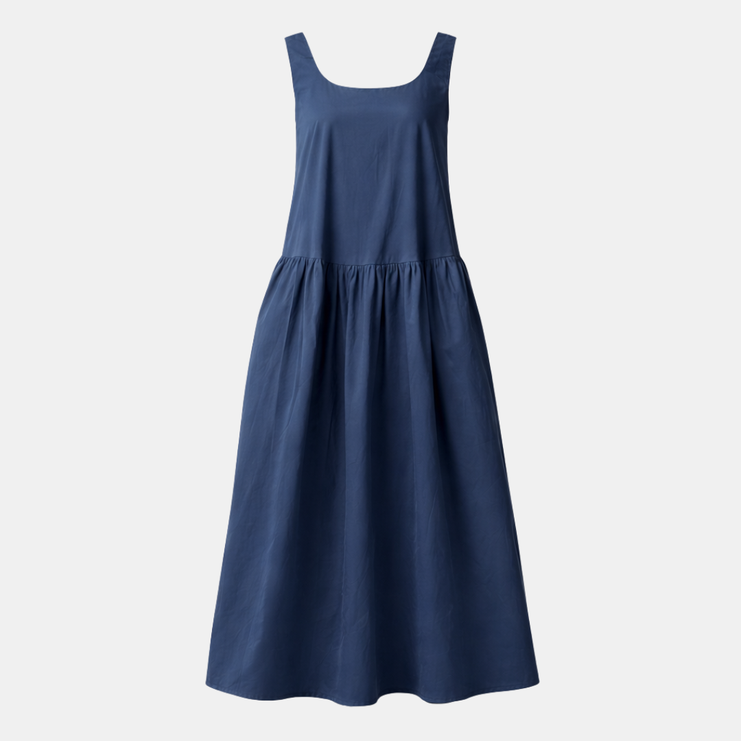 Sleeveless A-Line Maxi Dress for Women - Round Neck, Casual Summer Wear